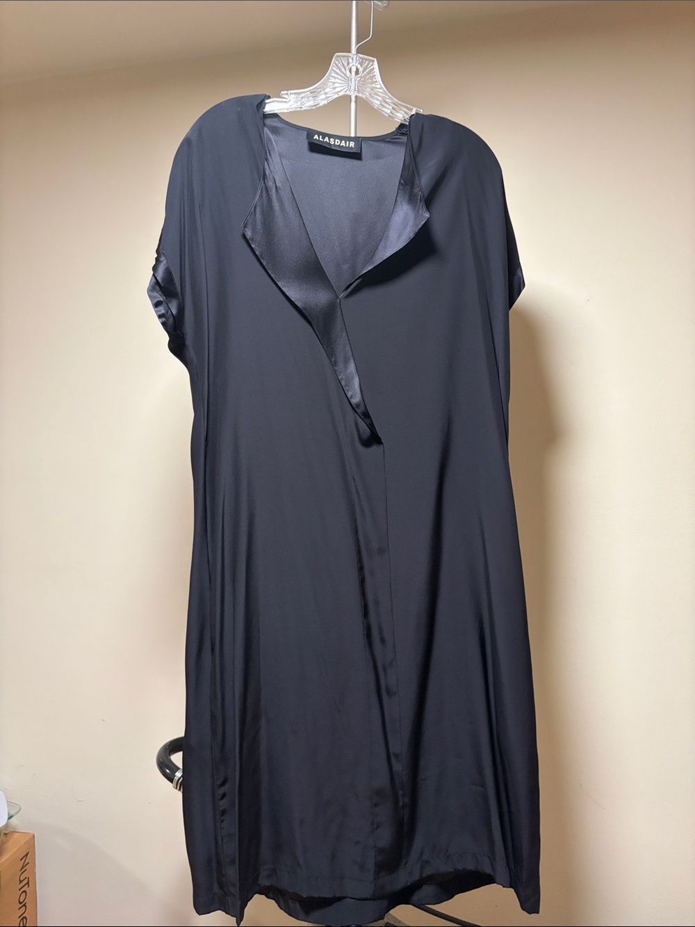 Black Midi Dress - Elegant Draped V-Neck